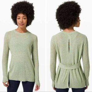 Lululemon Sincerely Yours Sweater Green Cashmere Blend Relax Fit Women's Size 8